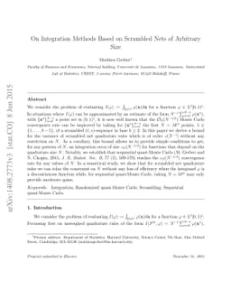 On Integration Methods Based on Scrambled Nets of Arbitrary Size