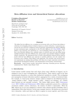 Beta diffusion trees and hierarchical feature allocations