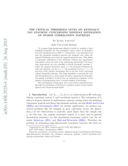 The critical threshold level on Kendall's tau statistic concerning
  minimax estimation of sparse correlation matrices