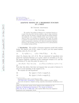 Adaptive testing on a regression function at a point