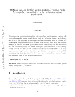 Optimal scaling for the pseudo-marginal random walk Metropolis:
  insensitivity to the noise generating mechanism