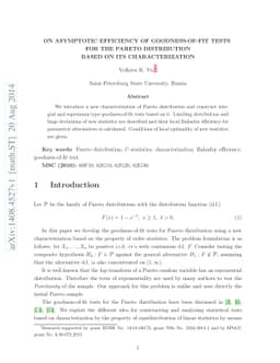 On asymptotic efficiency of goodness-of-fit tests for the Pareto
  distribution based on its characterization