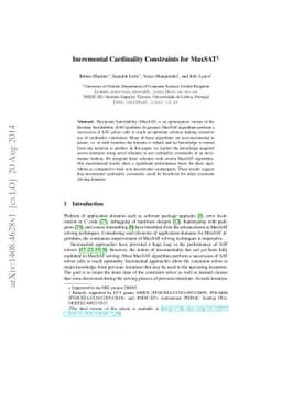 Incremental Cardinality Constraints for MaxSAT