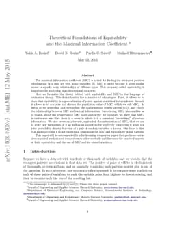 Theoretical Foundations of Equitability and the Maximal Information
  Coefficient