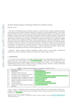 Towards Decision Support Technology Platform for Modular Systems