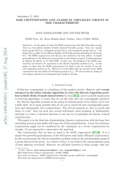 MOR Cryptosystem and classical Chevalley groups in odd characteristic