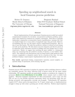 Speeding up neighborhood search in local Gaussian process prediction