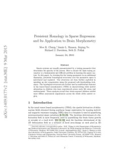 Persistent Homology in Sparse Regression and its Application to Brain
  Morphometry