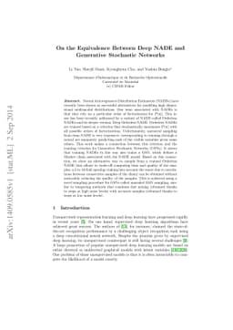 On the Equivalence Between Deep NADE and Generative Stochastic Networks
