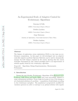 An Experimental Study of Adaptive Control for Evolutionary Algorithms