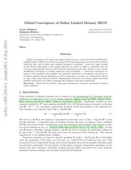 Global Convergence of Online Limited Memory BFGS