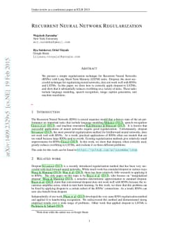 Recurrent Neural Network Regularization