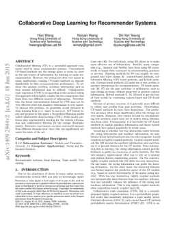 Collaborative Deep Learning for Recommender Systems