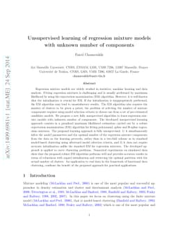Unsupervised learning of regression mixture models with unknown number
  of components