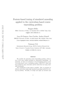 Feature-based tuning of simulated annealing applied to the
  curriculum-based course timetabling problem