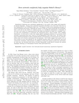 Does network complexity help organize Babel's library?