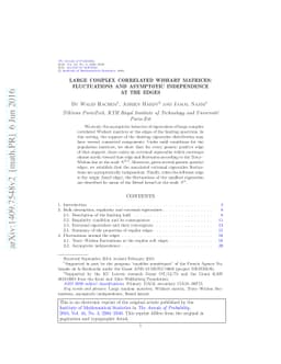 Large complex correlated Wishart matrices: Fluctuations and asymptotic
  independence at the edges