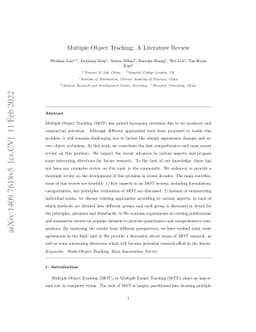 Multiple Object Tracking: A Literature Review