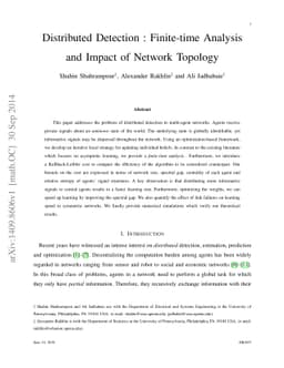 Distributed Detection : Finite-time Analysis and Impact of Network
  Topology
