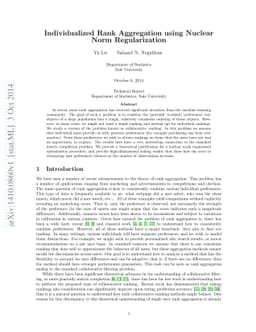 Individualized Rank Aggregation using Nuclear Norm Regularization