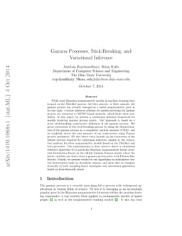 Gamma Processes, Stick-Breaking, and Variational Inference
