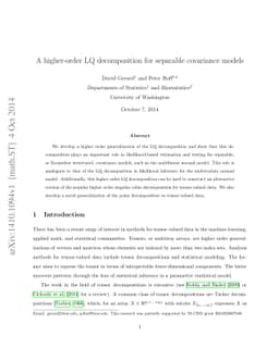 A higher-order LQ decomposition for separable covariance models