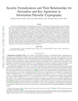 Security Formalizations and Their Relationships for Encryption and Key
  Agreement in Information-Theoretic Cryptography