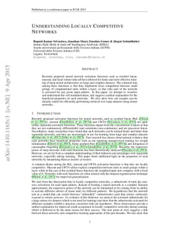 Understanding Locally Competitive Networks