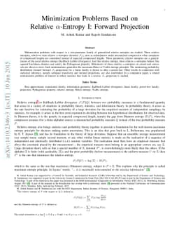Minimization Problems Based on Relative $α$-Entropy I: Forward
  Projection