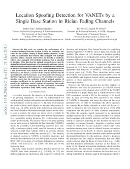 Location Spoofing Detection for VANETs by a Single Base Station in
  Rician Fading Channels