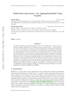 Multivariate Spearman's rho for aggregating ranks using copulas
