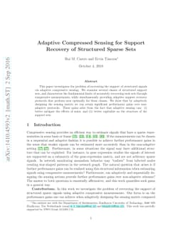Adaptive Compressed Sensing for Support Recovery of Structured Sparse
  Sets