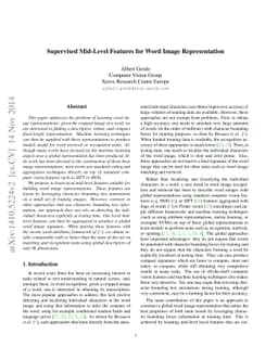 Supervised mid-level features for word image representation