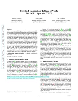 Certified Connection Tableaux Proofs for HOL Light and TPTP
