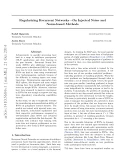 Regularizing Recurrent Networks - On Injected Noise and Norm-based
  Methods