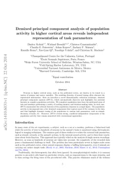 Demixed principal component analysis of population activity in higher
  cortical areas reveals independent representation of task parameters
