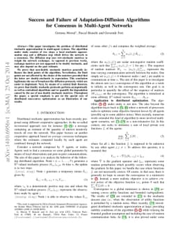 Success and Failure of Adaptation-Diffusion Algorithms for Consensus in
  Multi-Agent Networks