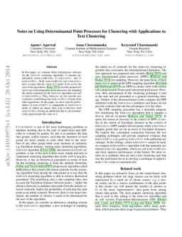 Notes on using Determinantal Point Processes for Clustering with
  Applications to Text Clustering