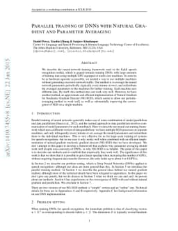 Parallel training of DNNs with Natural Gradient and Parameter Averaging