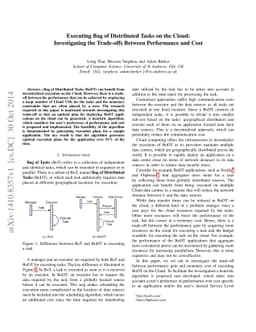 Executing Bag of Distributed Tasks on the Cloud: Investigating the
  Trade-offs Between Performance and Cost