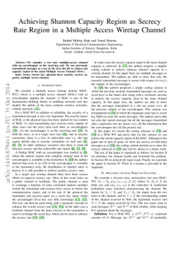Achieving Shannon Capacity Region as Secrecy Rate Region in a Multiple
  Access Wiretap Channel