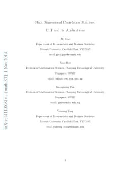 High Dimensional Correlation Matrices: CLT and Its Applications