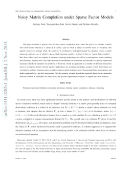 Noisy Matrix Completion under Sparse Factor Models