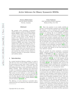 Active Inference for Binary Symmetric Hidden Markov Models