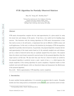 CUR Algorithm for Partially Observed Matrices