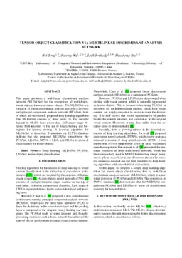 Tensor object classification via multilinear discriminant analysis
  network