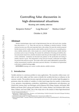 Controlling false discoveries in high-dimensional situations: Boosting
  with stability selection