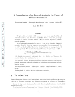 A Generalization of an Integral Arising in the Theory of Distance
  Correlation