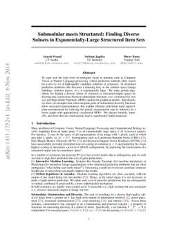Submodular meets Structured: Finding Diverse Subsets in
  Exponentially-Large Structured Item Sets