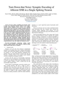 Turn Down that Noise: Synaptic Encoding of Afferent SNR in a Single
  Spiking Neuron